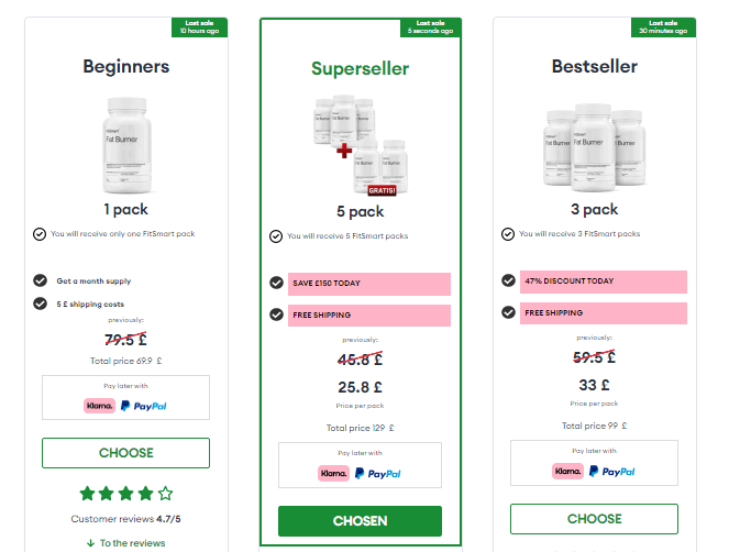 FitSmart Fat Burner Pricing